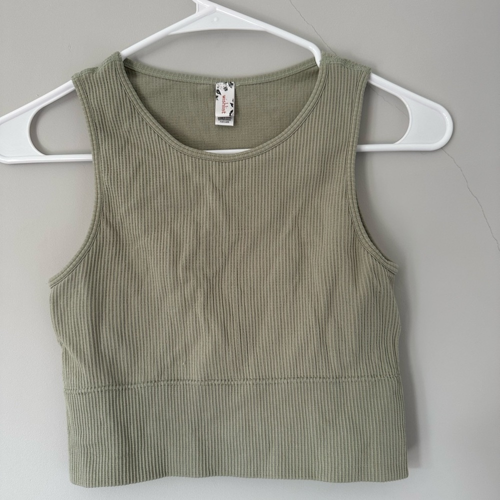 Olive Green Ribbed Crop Top